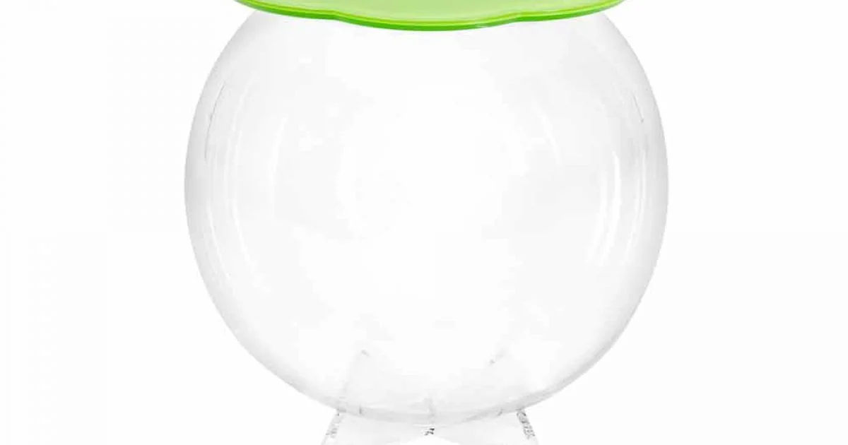 Tavolino / contenitore tondo verde Biffy,design moderno made in Italy