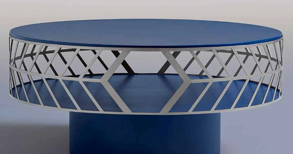 Tavolino da Caffè Moderno Basso di Design Blu o Bordeaux con Anello - Lok