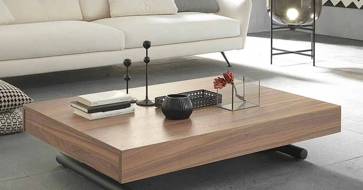 Tavolino da Caffè Moderno Trasformabile in Legno e Metallo Made in Italy - Fabio