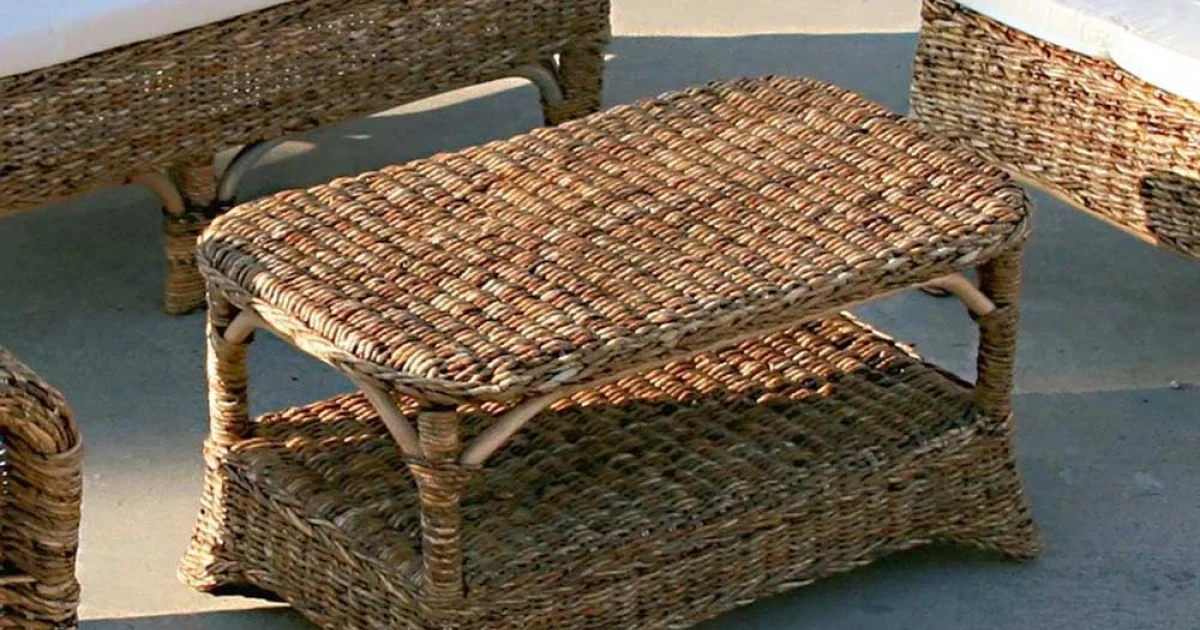 Tavolino da Esterno in Intreccio di Banano Naturale - Dish