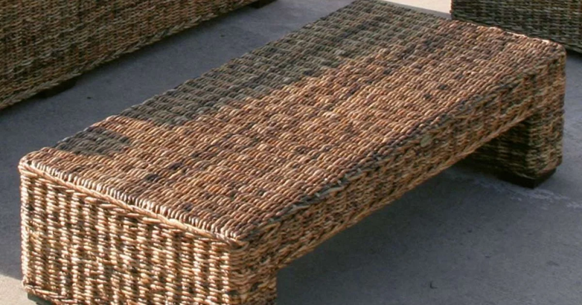 Tavolino da Giardino con Struttura in Intreccio di Banano Naturale - Dish