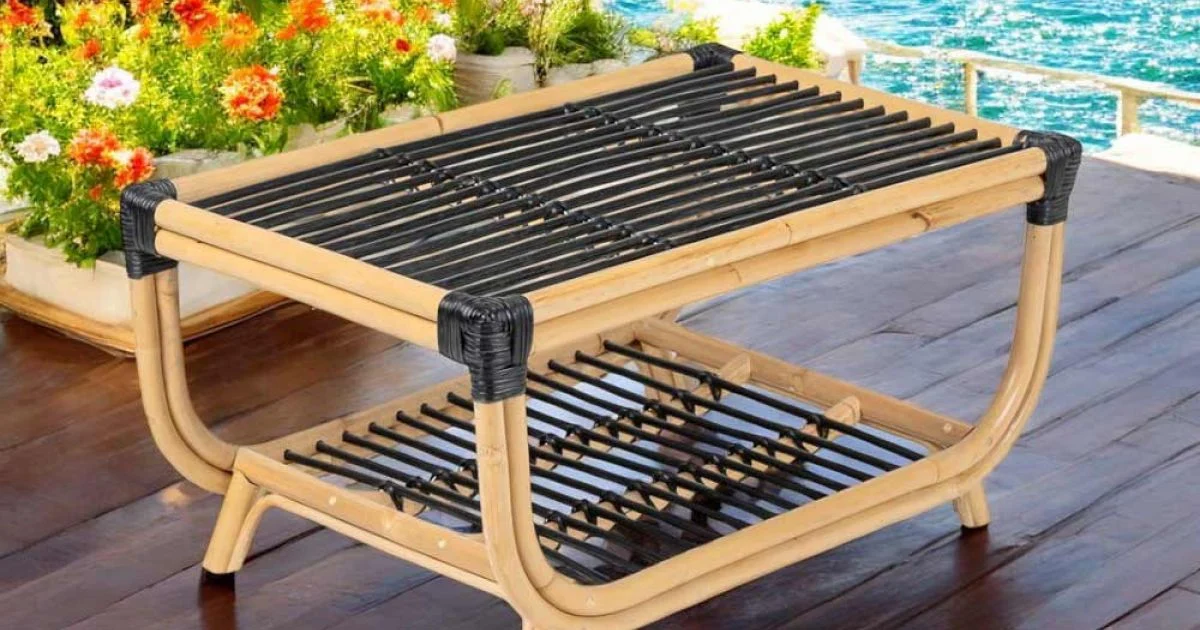 Tavolino da Giardino in Rattan Naturale Intrecciato a Mano – Catelyn