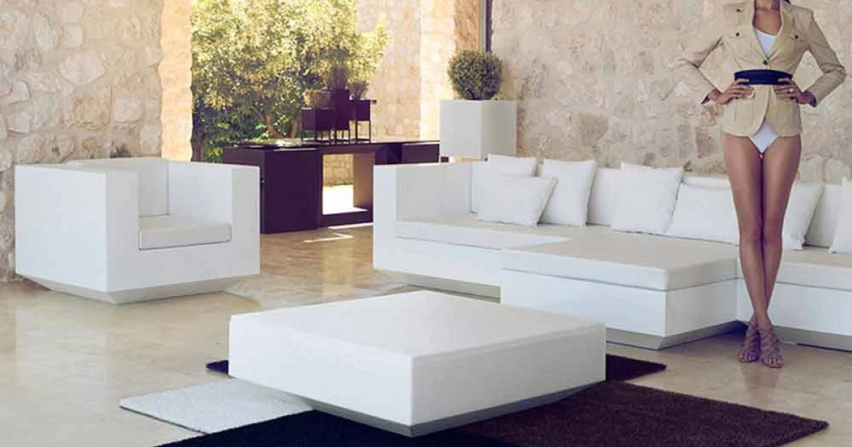 Tavolino da giardino quadrato moderno Vela by Vondom, in polietilene