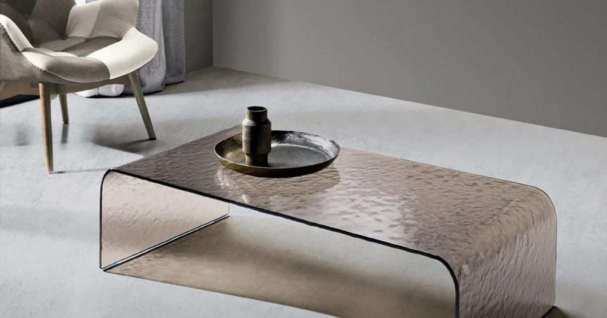 Tavolino da Interno in Vetro Curvato Effetto Martellato Made in Italy - Gelsomina