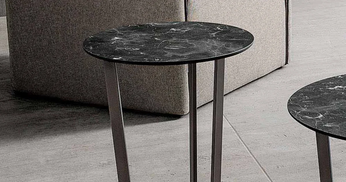 Tavolino da Salotto con Piano Rotondo in Hpl Stratificato Made in Italy - Mina