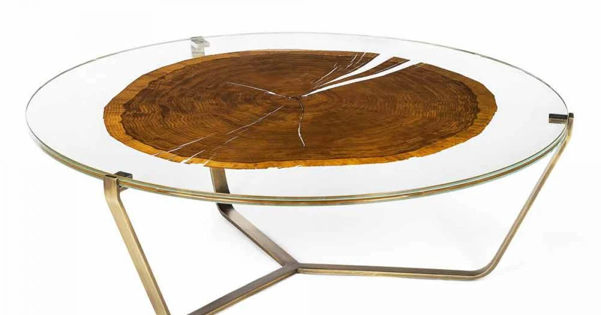 Tavolino da Salotto con Piano Rotondo in Vetro e Legno Made in Italy - Baviera