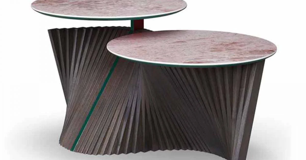 Tavolino da Salotto di Lusso a 2 Piani Rotondi in Gres Made in Italy - Stoccolma