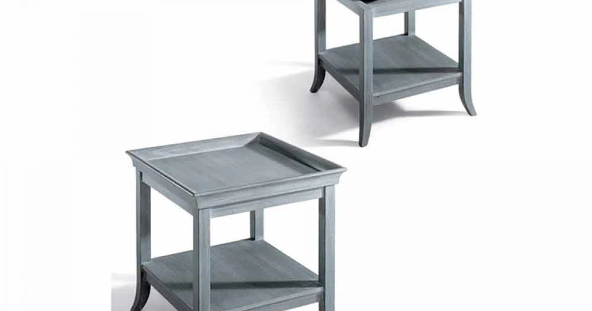 Tavolino da salotto design in legno laccato grigio, 60x60 cm, Marcus