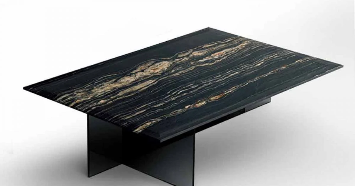 Tavolino da Salotto di Design in Marmo con Base in Vetro Made in Italy - Molino