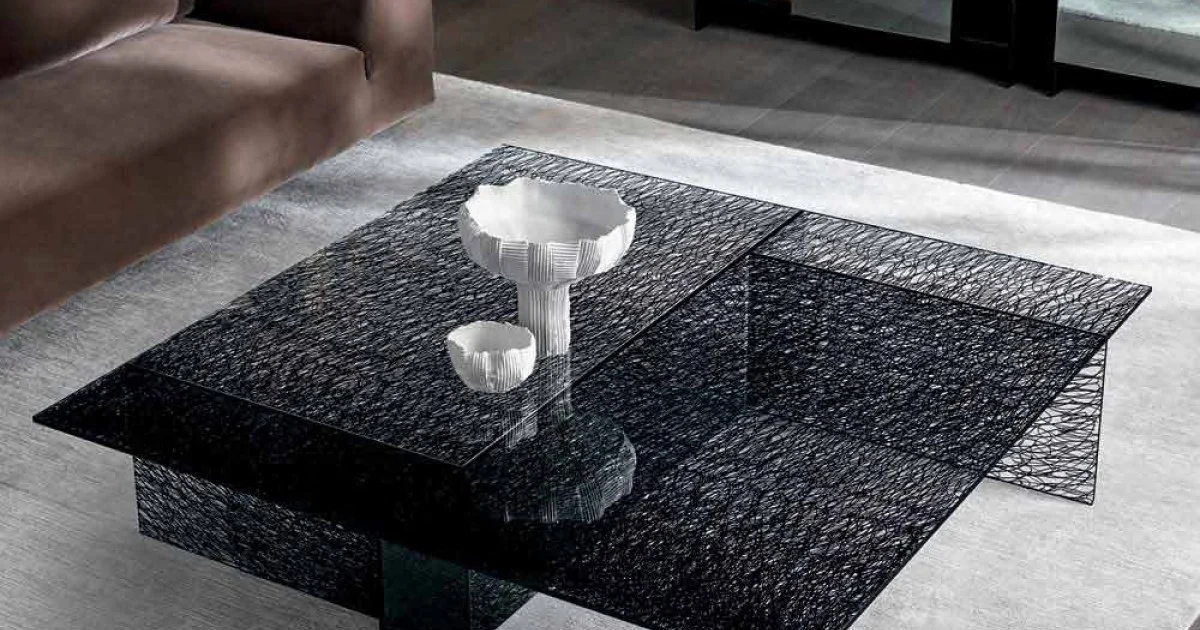 Tavolino da Salotto di Design Vetro Extrachiaro Decorato Made in Italy – Sestola