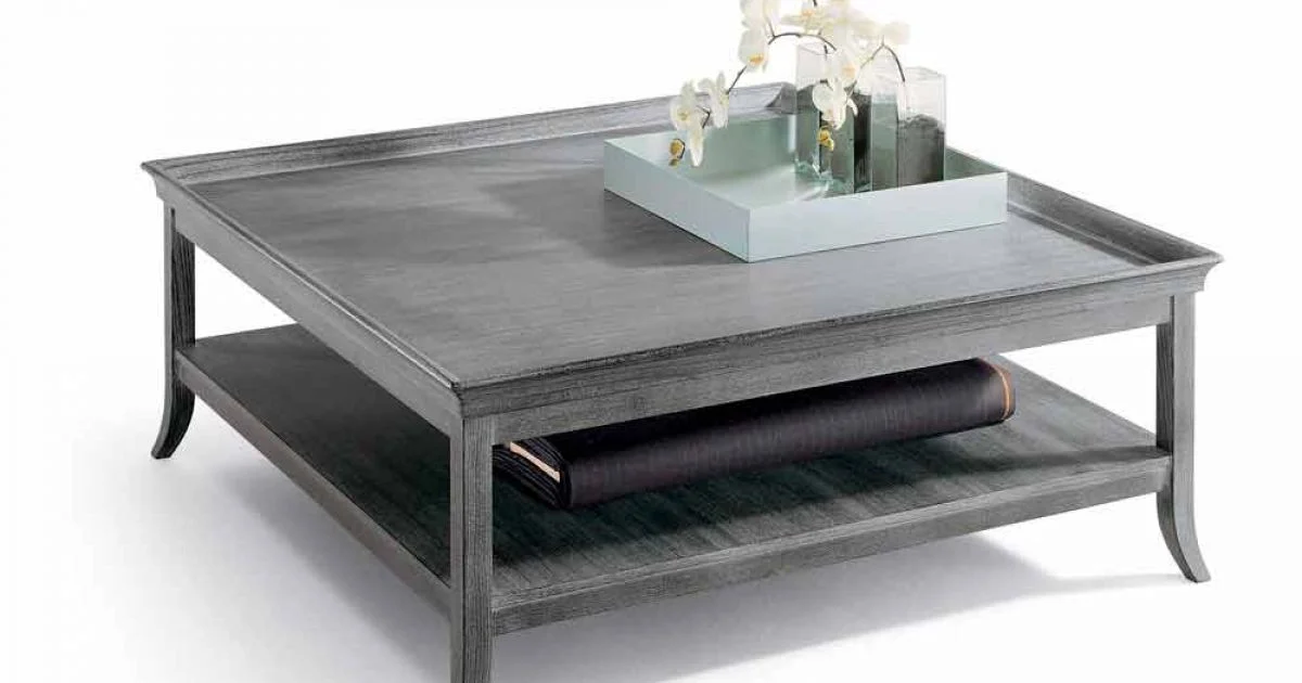 Tavolino da salotto in legno laccato argento, L130xP130 cm, Berit