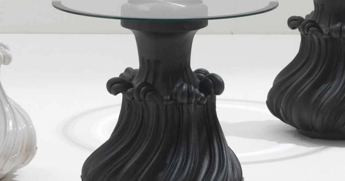 Tavolino da salotto in legno massello e cristallo diametro 60cm, Margo