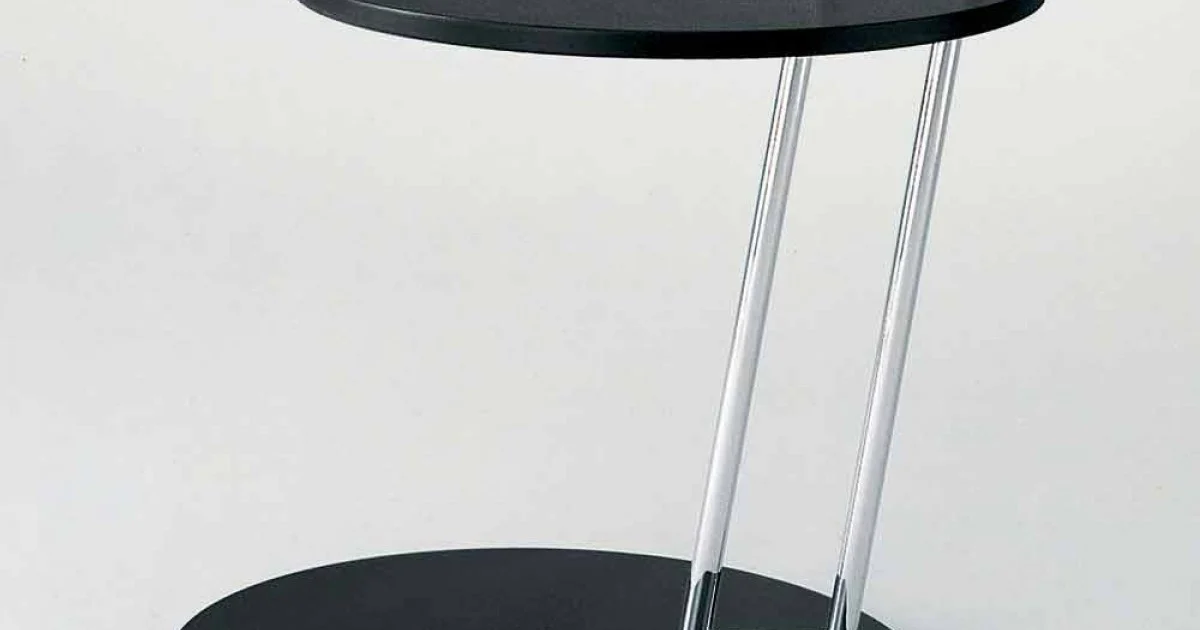 Tavolino da Salotto in Mdf Laccato Nero e Acciaio Made in Italy - Sestante