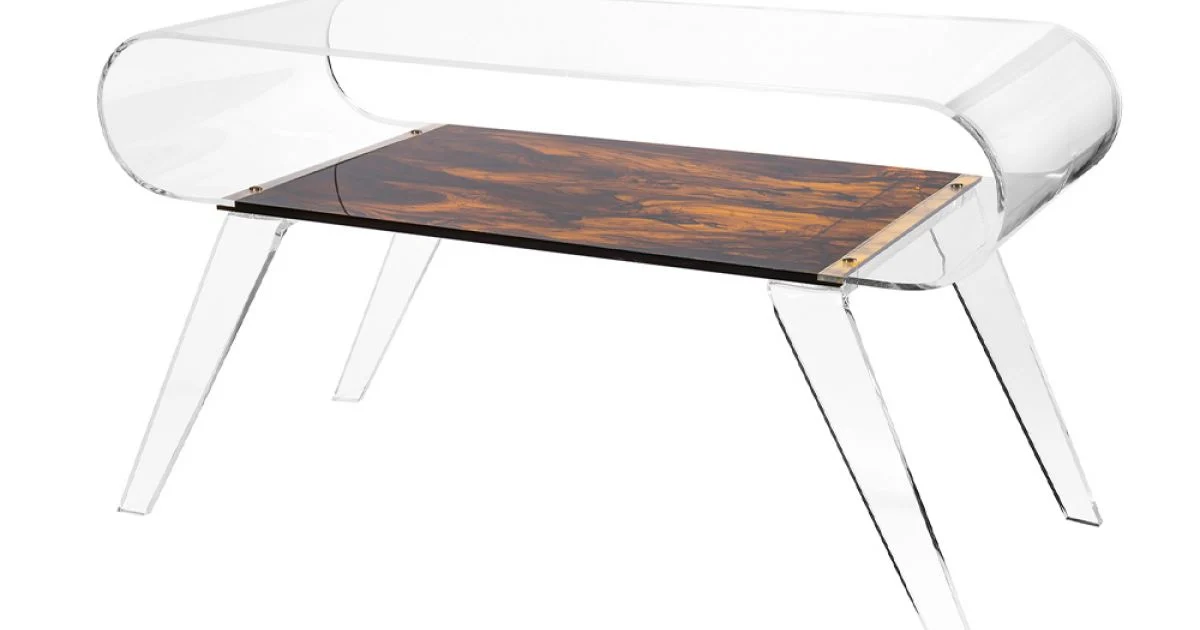 Tavolino da Salotto in Plexiglass Trasparente o con Legno di Design - Gesso