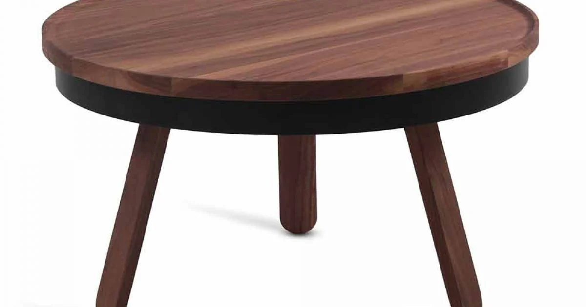Tavolino da Salotto Rotondo di Design in Legno Massello e Metallo - Salerno