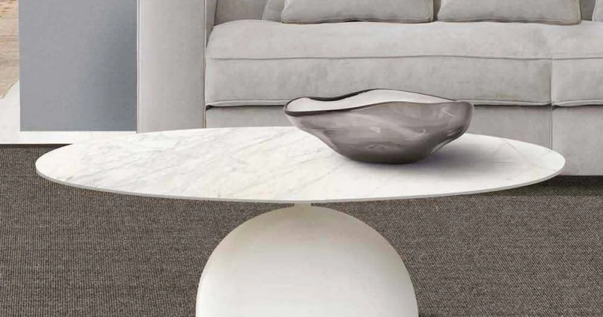 Tavolino da Salotto Rotondo in Ceramica e Metallo Realizzato in Italia - Livigno