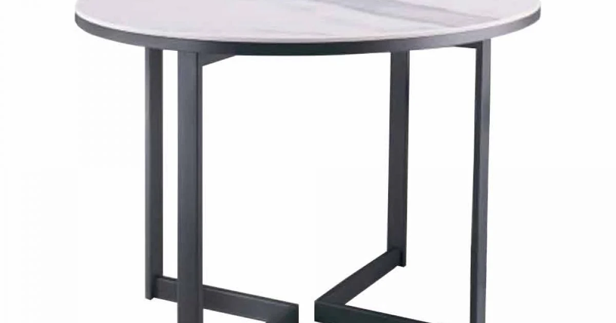 Tavolino da Salotto Rotondo in Gres e Metallo Moderno Made in Italy - Albert