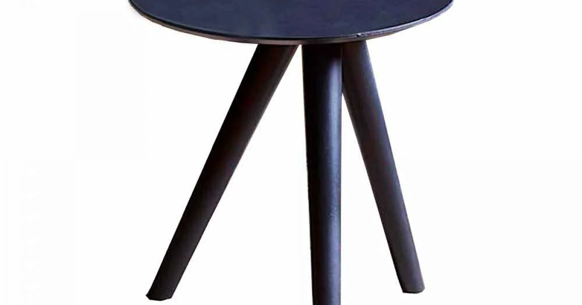 Tavolino da Salotto Tondo in Legno Laccato Grigio Nero Made in Italy - Stoccarda