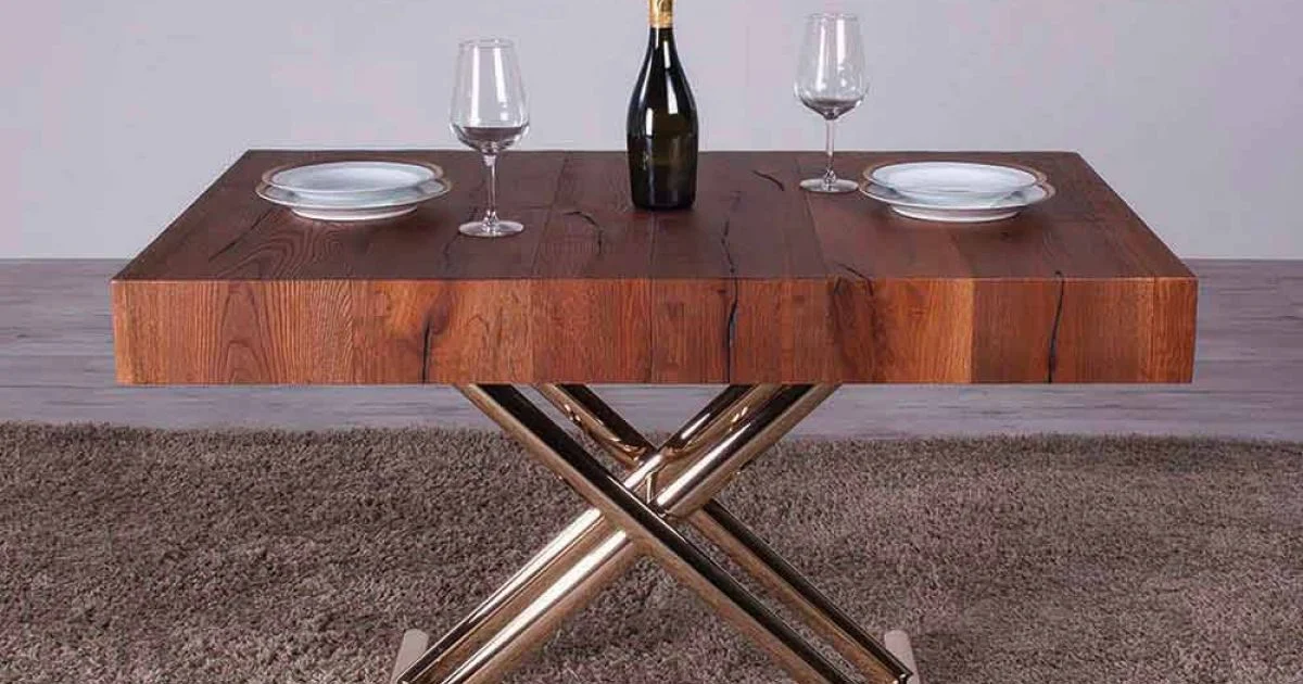 Tavolino da Salotto Trasformabile in Legno e Metallo Made in Italy - Patroclo