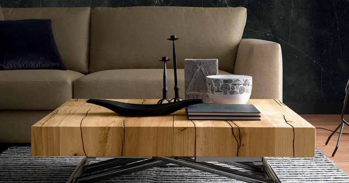 Tavolino da Salotto Trasformabile in Legno Massiccio Made in Italy - Trabucco