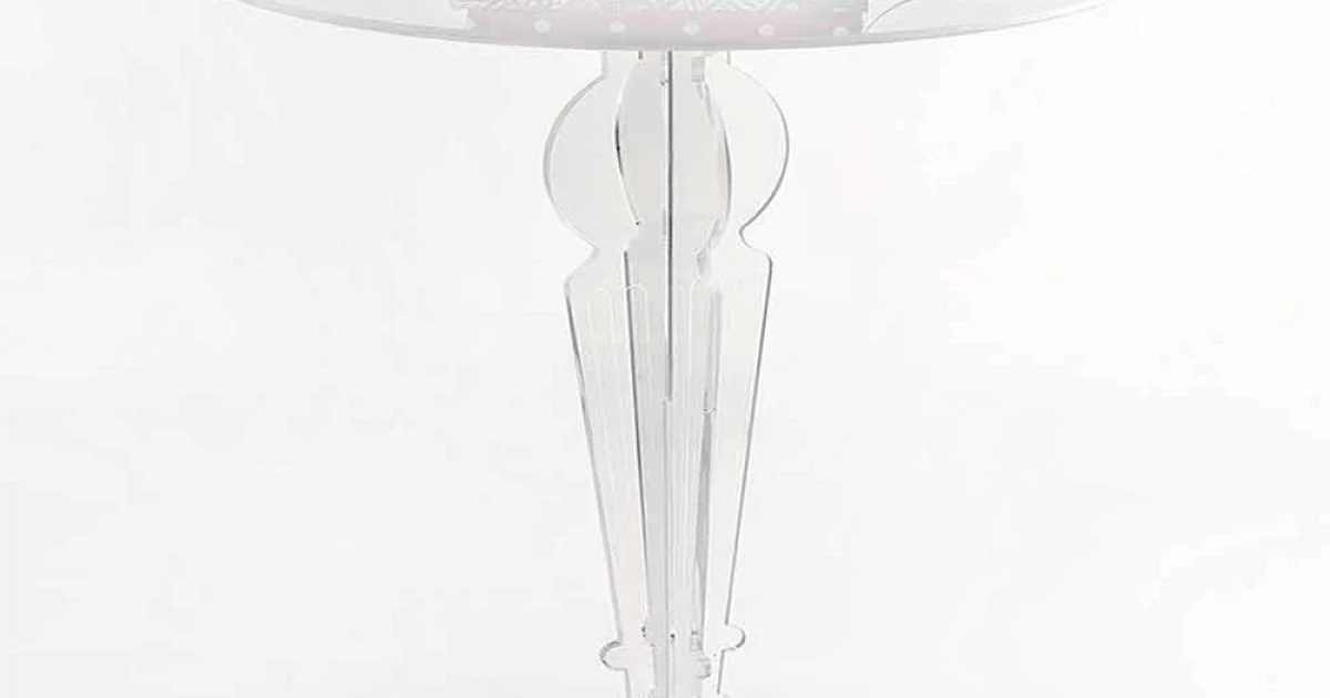 Tavolino design classico, in cristallo acrilico H 64cm, Cles