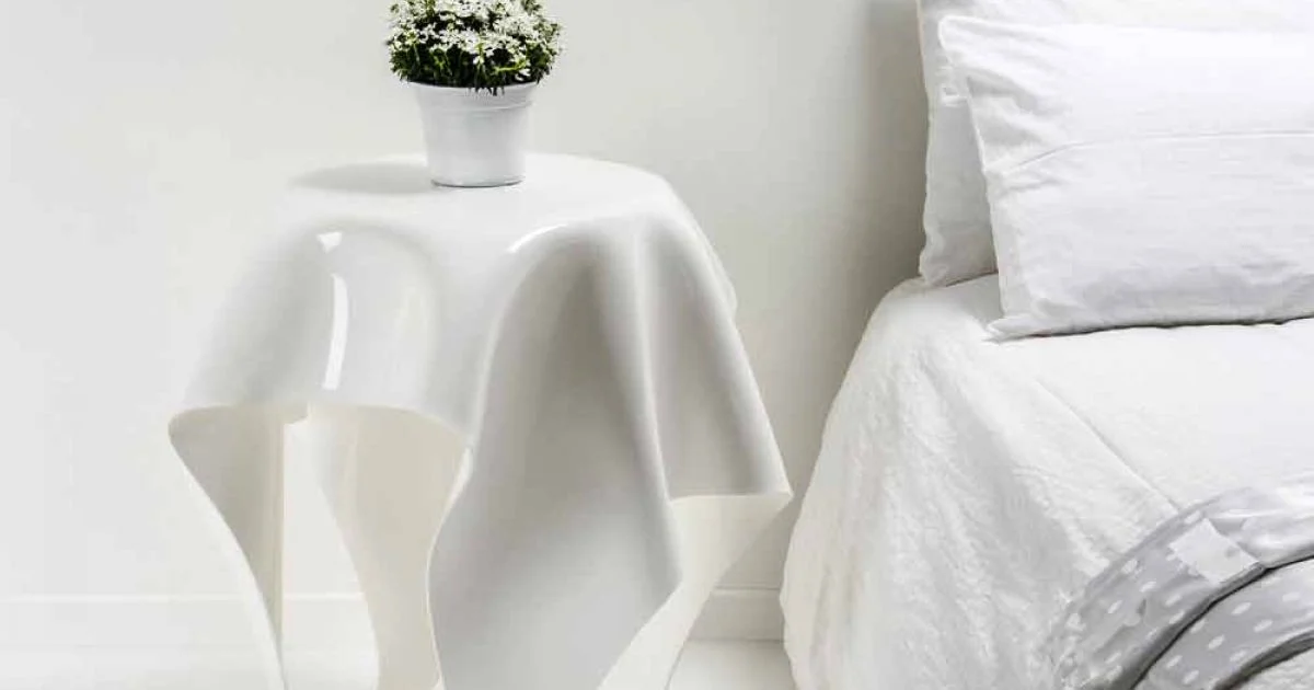 Tavolino design moderno in plexiglass bianco Otto, made in Italy