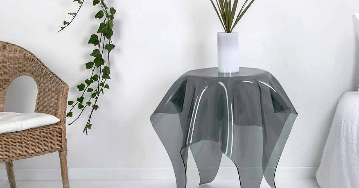 Tavolino design moderno in plexiglass fumé Otto, made in Italy