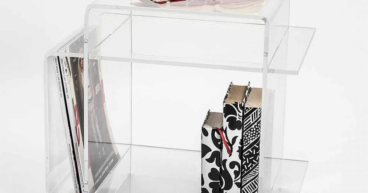 Tavolino di design in plexiglass con tre ripiani made in Italy, Gosto