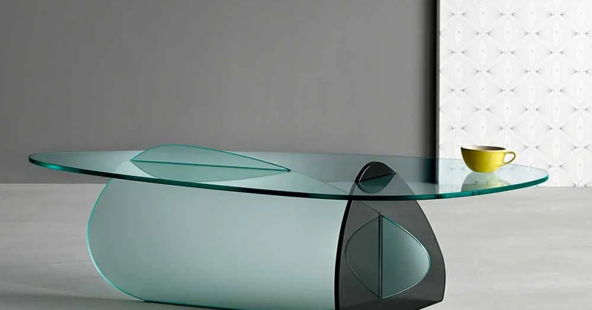 Tavolino di Design in Vetro Trasparente, Fumè ed Acidato Made in Italy – Tac Tac