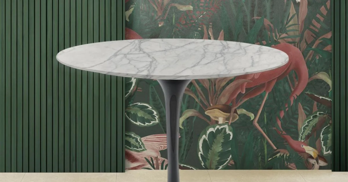 Tavolino Eero Saarinen H 41 in Marmo di Carrara Statuarietto Realizzato in Italia - Scarlet