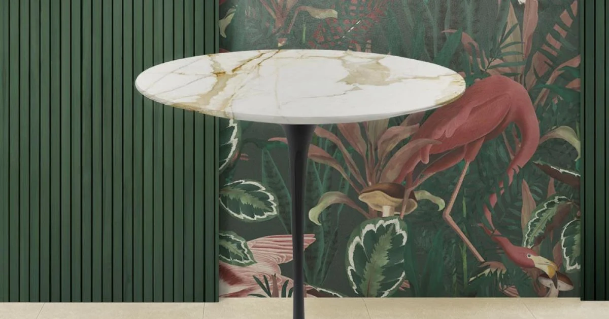 Tavolino Eero Saarinen H 52 Rotondo in Marmo Calacatta Oro Made in Italy - Scarlet