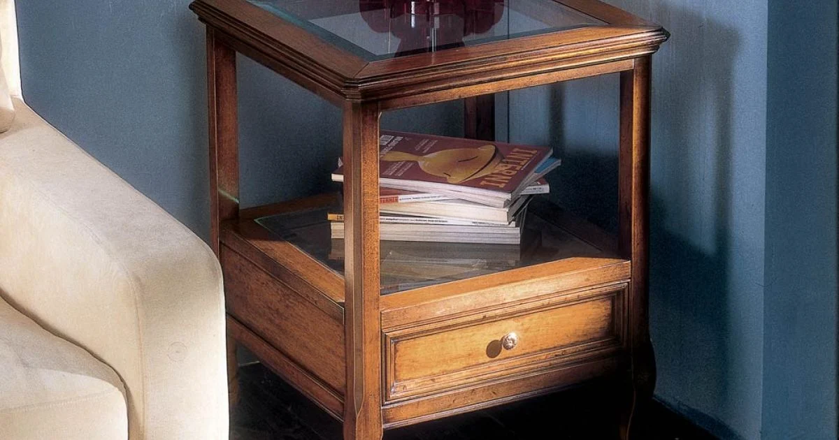 Tavolino in Legno Bassano Francia con Piano in Vetro Made in Italy - Patecati