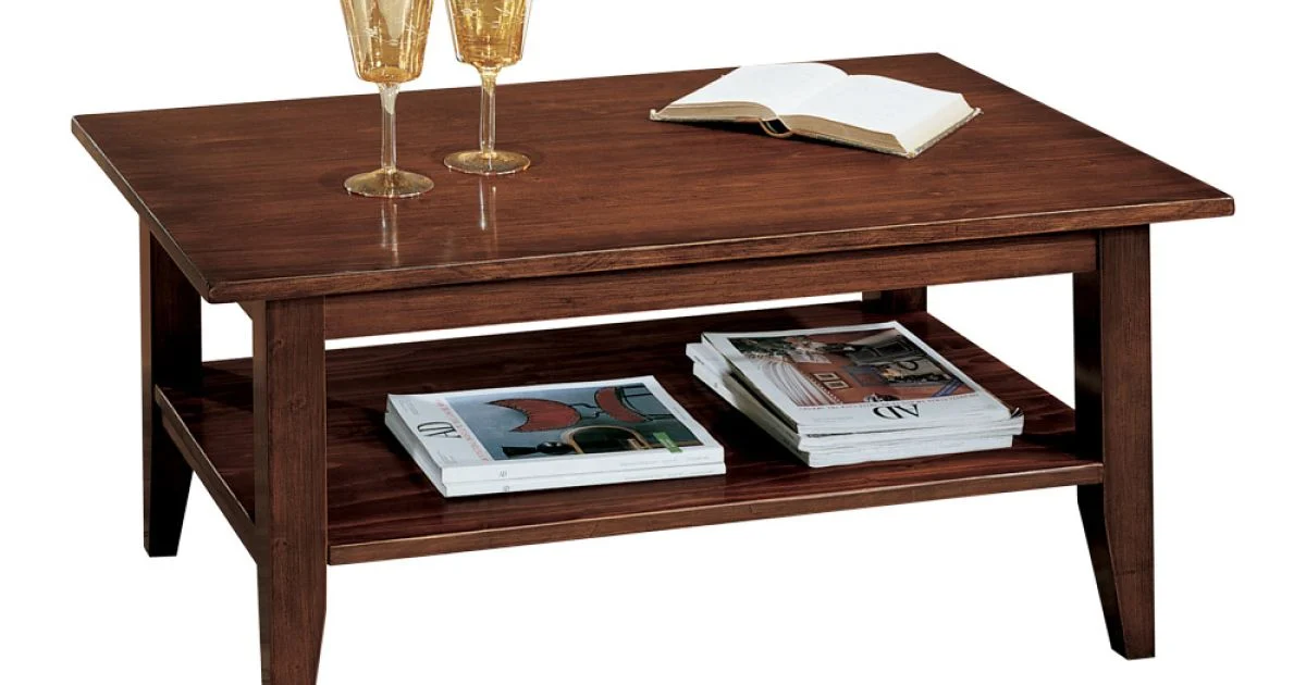Tavolino in Legno Finitura Noce Patinato con Ripiano Made in Italy - Pekele