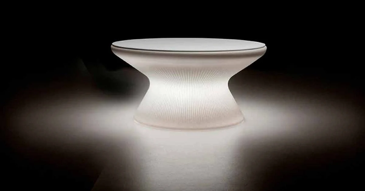 Tavolino Luminoso da Esterno in Polietilene e HPL Bianco Made in Italy - Desmond