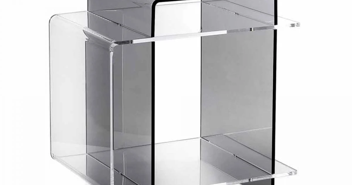 Tavolino moderno a 3 ripiani fumé e trasparente Gosto made in Italy