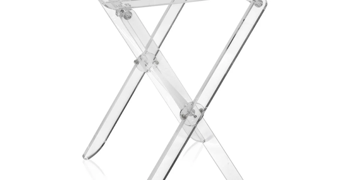 Tavolino Pieghevole con Vassoio in Plexiglass Trasparente 2 Misure - Robbie