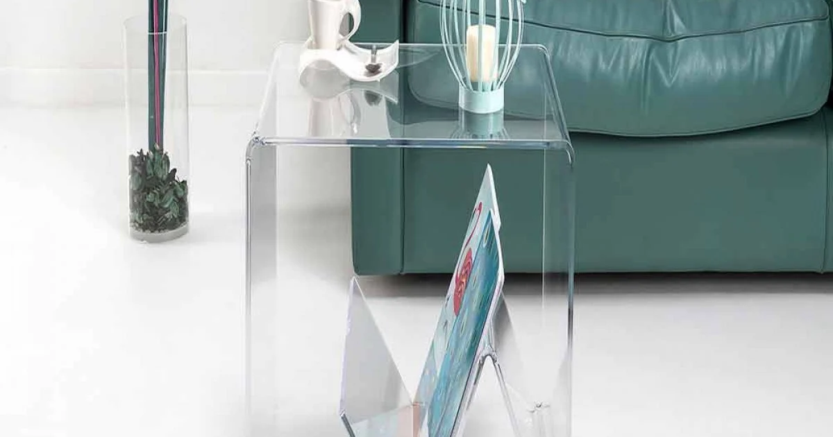 Tavolino / porta riviste design moderno, in plexiglass Cavour