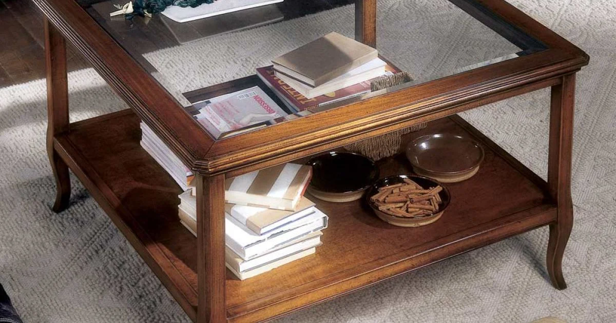 Tavolino Quadrato da Salotto con Piano in Vetro Made in Italy - Tepeyoti
