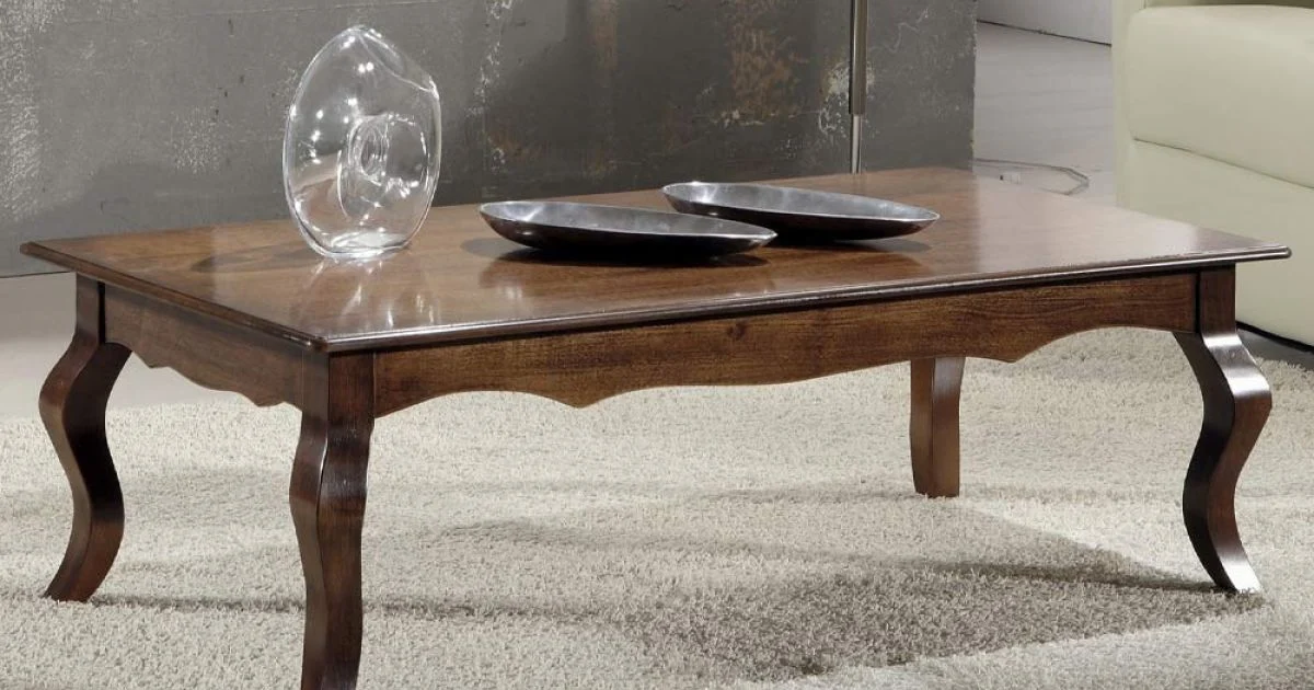 Tavolino Rettangolare da Soggiorno in Legno Noce Patinato Made in Italy - Afrodite