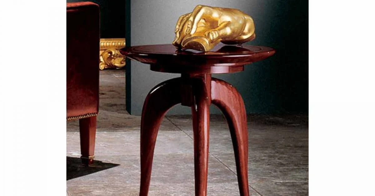 Tavolino rotondo da salotto design in legno, diametro 40 cm, Clay