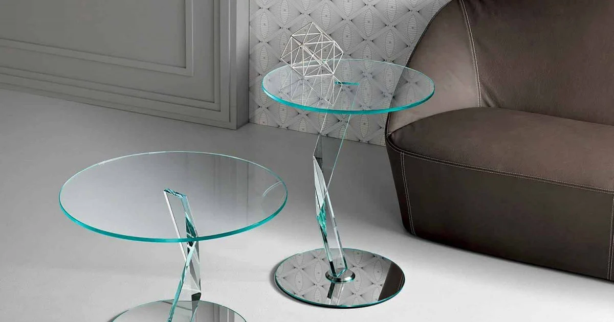 Tavolino Rotondo da Salotto di Design in Vetro Extrachiaro Made in Italy – Akka