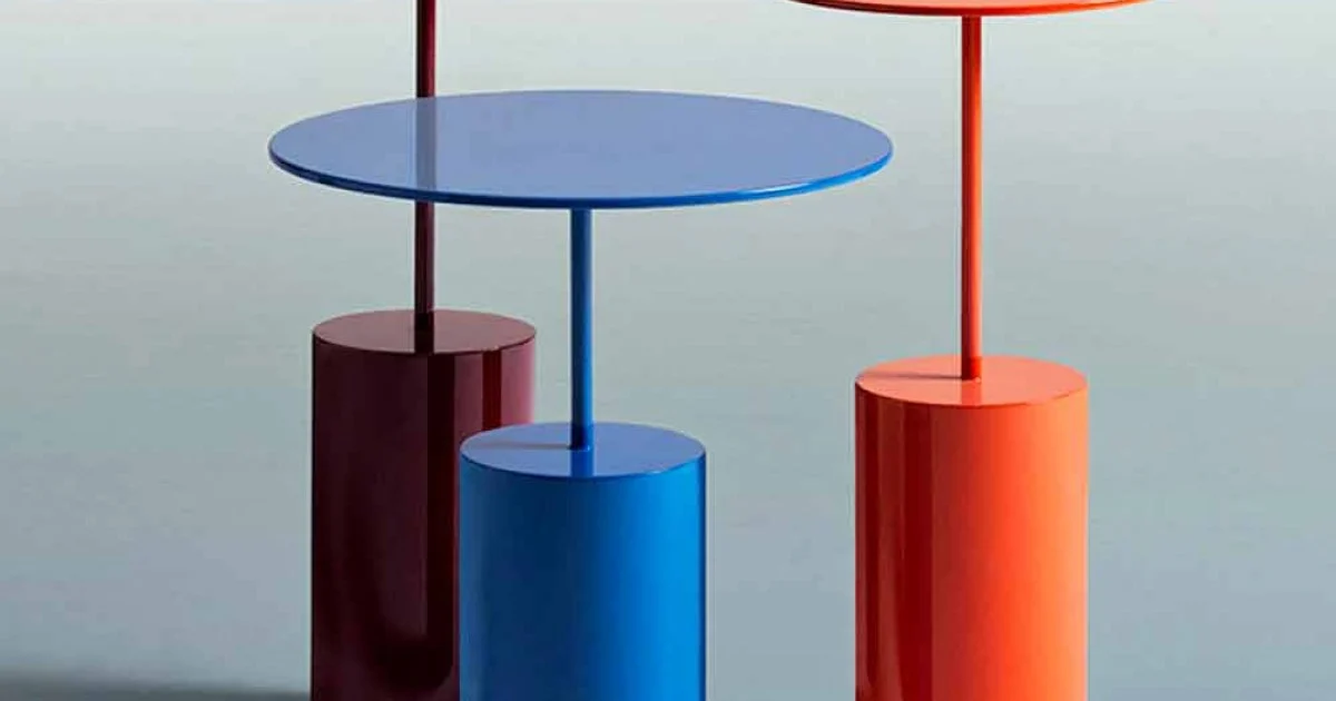 Tavolino Colorato Rotondo da Salotto in Lamiera di Design Moderno - Cocktail
