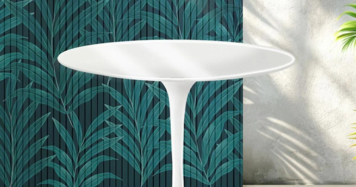 Tavolino Rotondo Tulip Saarinen H 41 cm in Ceramica Florim Bianco Lucido - Scarlet