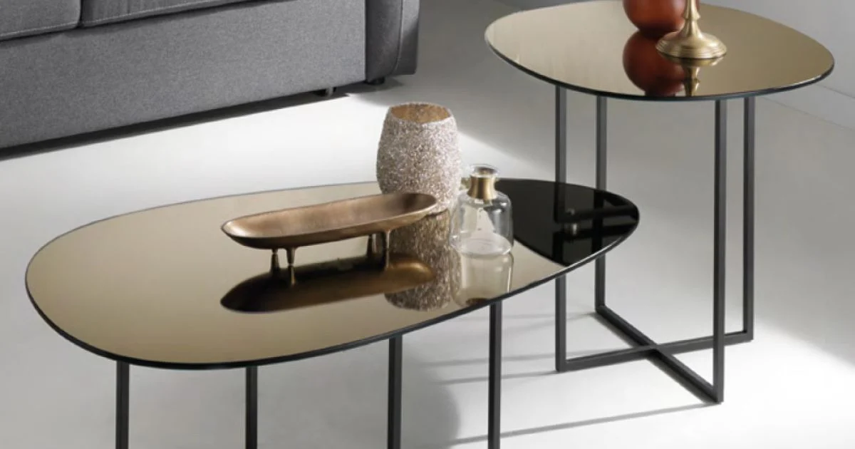 Tavolino Salotto con Piano in Vetro Effetto Specchio Made in Italy - Sedona