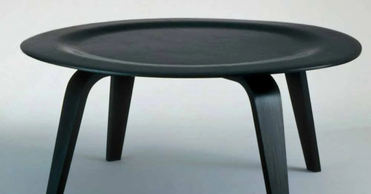 Tavolino Salotto in Frassino Tinto Nero con Piano Tondo Made in Italy - Cariddi