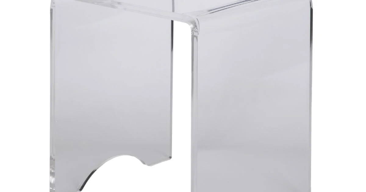 Tavolino Sgabello Cristallo Acrilico Trasparente Minimale Italiano - Plarco