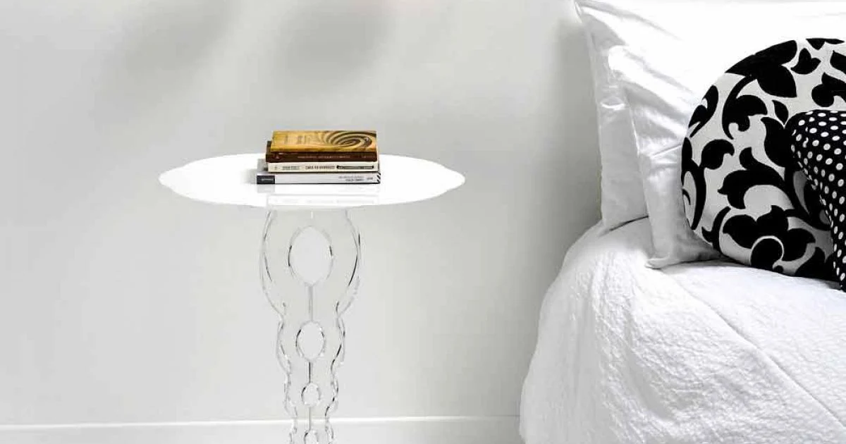 Tavolino tondo bianco diametro 50cm design moderno Janis,made in Italy