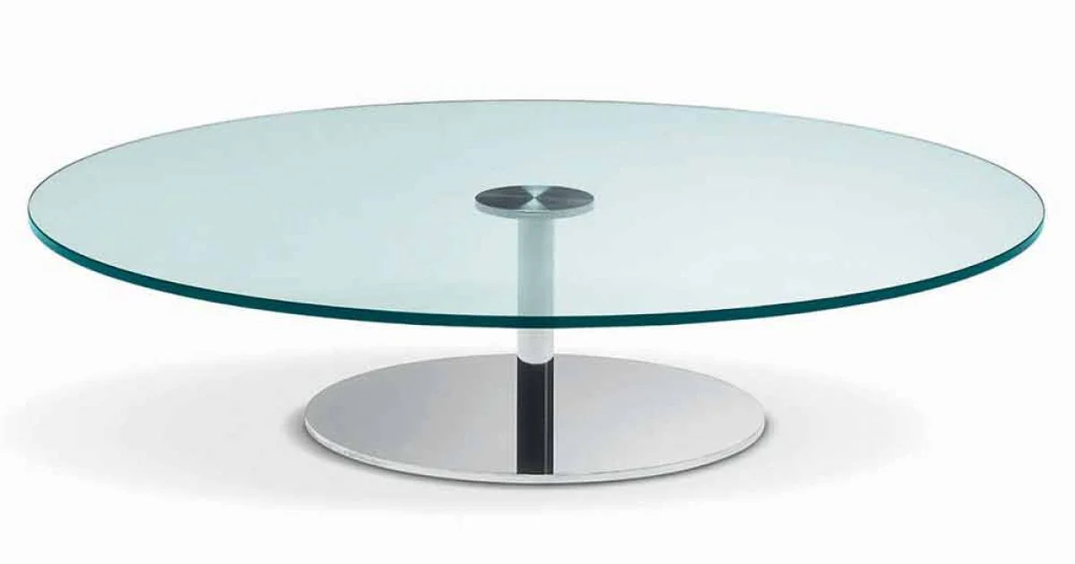 Tavolino Tondo da Salotto in Vetro Extrachiaro, Lusso Made in Italy - Giovannino