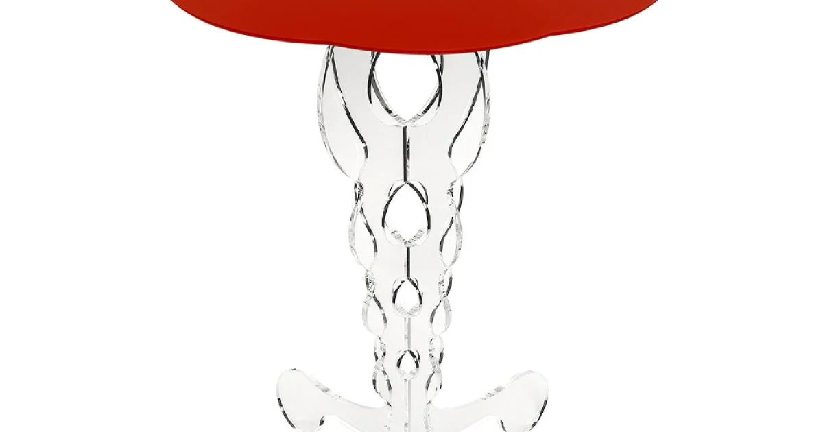 Tavolino tondo rosso diametro 36 cm design moderno Janis,made in Italy