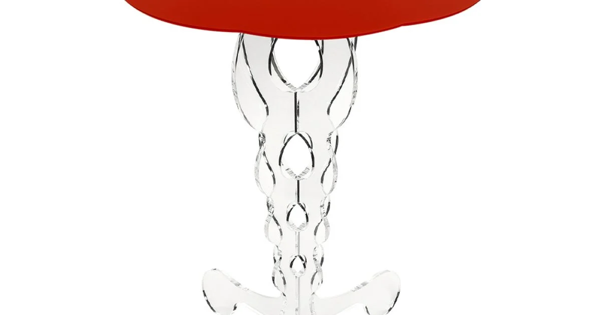 Tavolino tondo rosso diametro 50 cm design moderno Janis,made in Italy